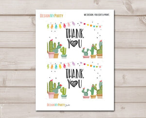 Cactus Thank you Card Taco Bout Love Thank You Note Fiesta Succulent Couples Shower Bridal Shower Baby Shower 4x6" Instant Download 0254