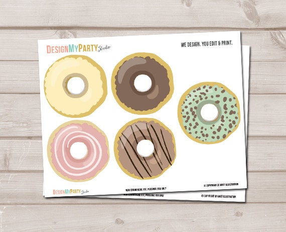 Donut Garland Donut Birthday Party Donut Decor First Birthday Donut Baby Shower Sprinkle Gender Neutral PRINTABLE Digital 0050 0320