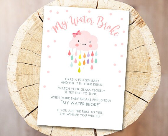 My Water Broke Game Cloud Baby Shower Girl Pink ice Cube Shower Activity Frozen Babies Game Printable Instant Download DIY Game 0036