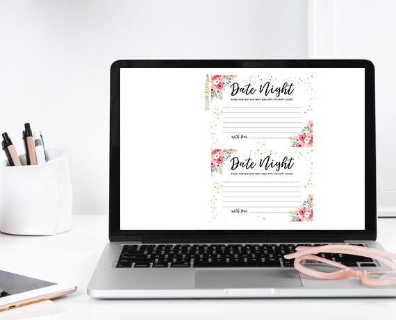 Date Night Ideas Bridal Shower Game Date Night Idea Card Date Jar Party Game Shower Activities Floral Pink Download PRINTABLE 0030 0318