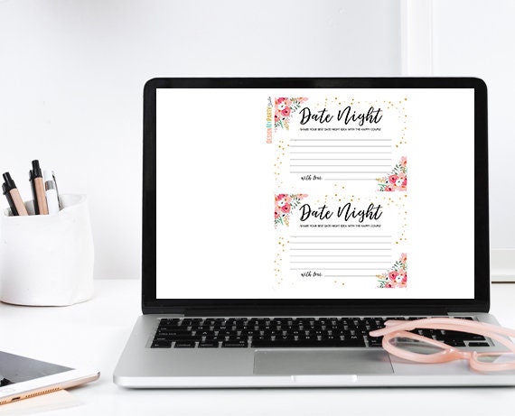 Date Night Ideas Bridal Shower Game Date Night Idea Card Date Jar Party Game Shower Activities Floral Pink Download Printable 0030 0318