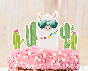 Llama Cake Topper Llama Birthday Llama Party Decor Fiesta Mexican Girl Birthday Cactus Decor Instant Download PRINTABLE Digital 0079