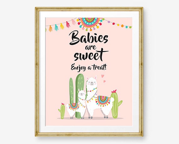 Babies are Sweet Sign Fiesta Llama Baby Shower Sign Take a Treat Sign Pink Girl Dessert Table Decor 8x10 Instant Download Printable 0079
