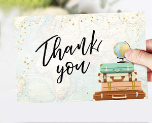 Travel Thank You Card Adventure Thank You Note 4x6" Traveling to Mrs Bridal Shower Wedding Journey Suitcases Confetti Instant Download 0263
