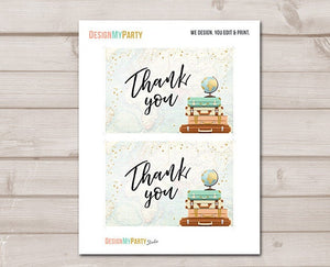 Travel Thank You Card Adventure Thank You Note 4x6" Traveling to Mrs Bridal Shower Wedding Journey Suitcases Confetti Instant Download 0263