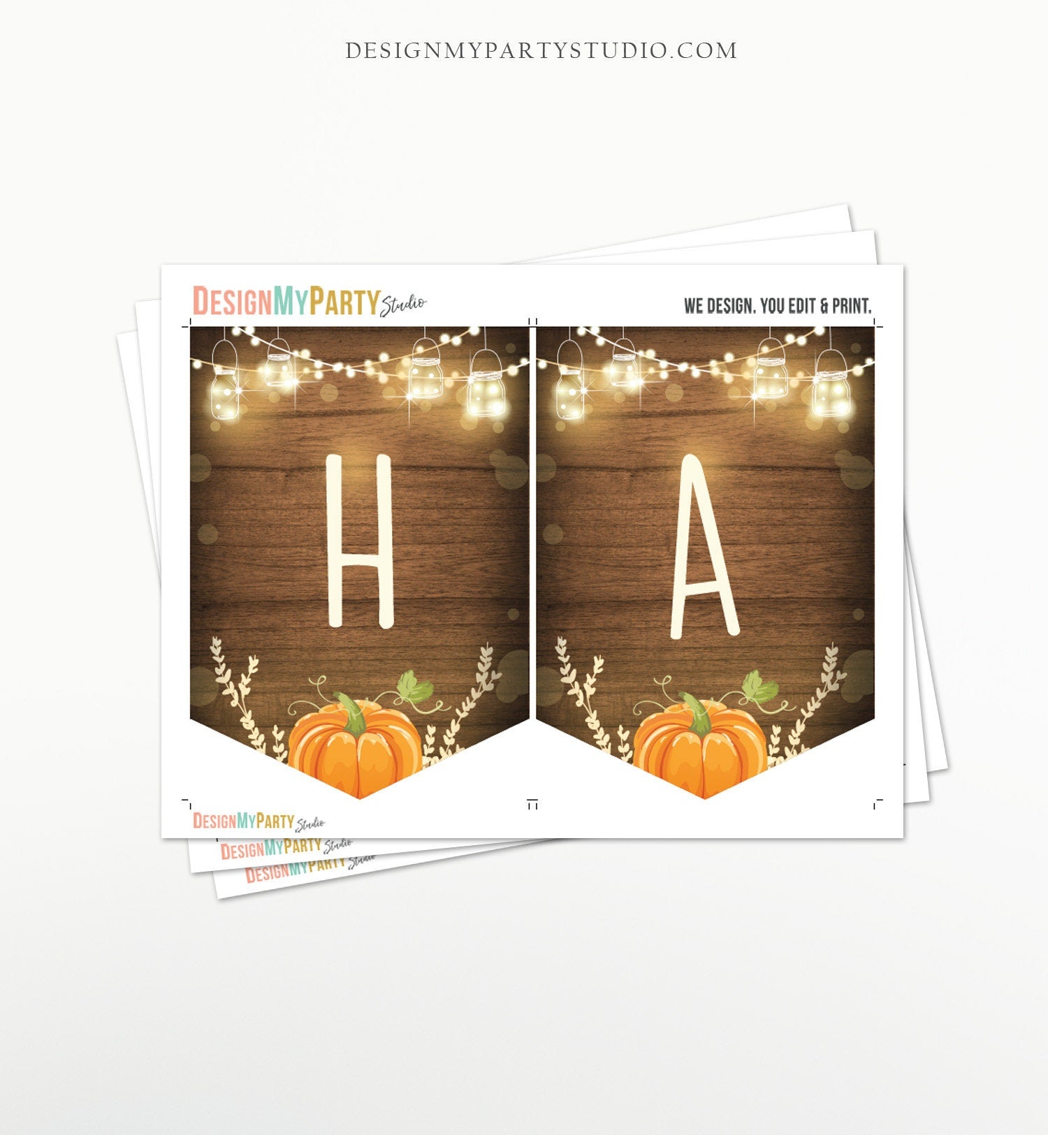 Happy Fall Y'all Banner Pumpkin Banner Rustic Pumpkin Fall Decoration Autumn Decor Happy Fall Yall Decor download PRINTABLE DIGITAL 0015