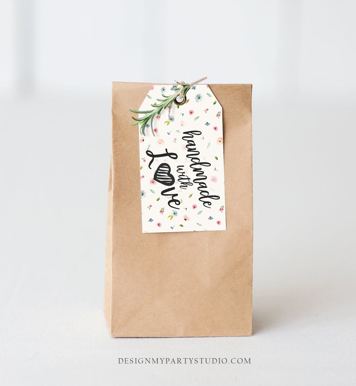 Handmade with Love Tags Floral Favor Tags Gift Tags Custom Packaging Hand made with Love Labels Thank You tags Instant Download PRINTABLE