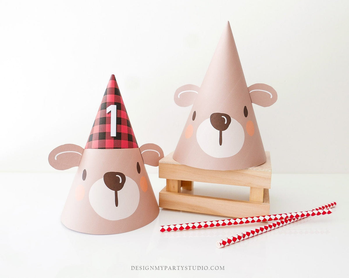 Printable Lumberjack Party Hats Party Lumberjack First Birthday Decor Lumberjack Decoration 1st Birthday Plaid DIY Digital Printable 0026