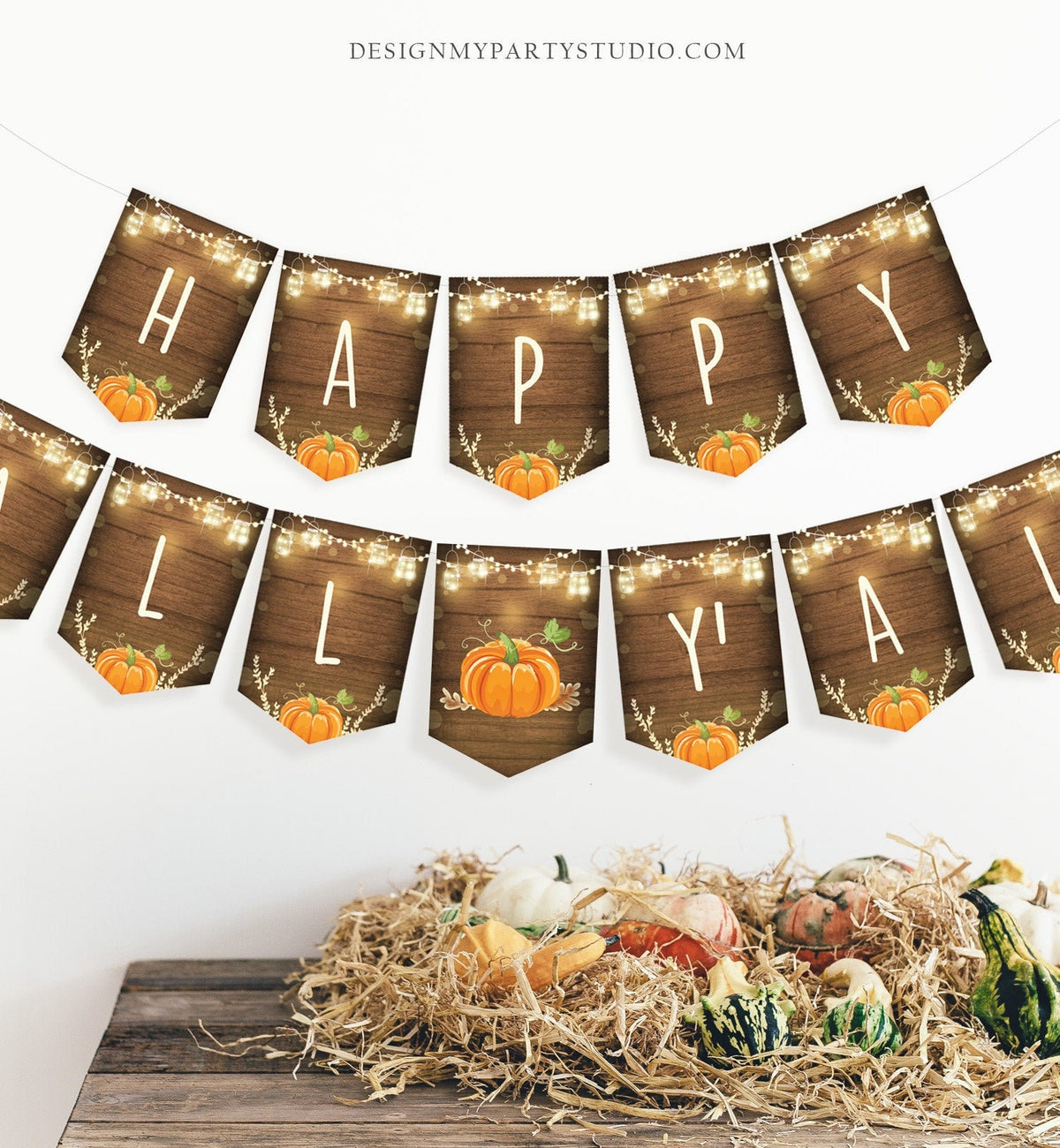 Happy Fall Y&#39;all Banner Pumpkin Banner Rustic Pumpkin Fall Decoration Autumn Decor Happy Fall Yall Decor download PRINTABLE DIGITAL 0015