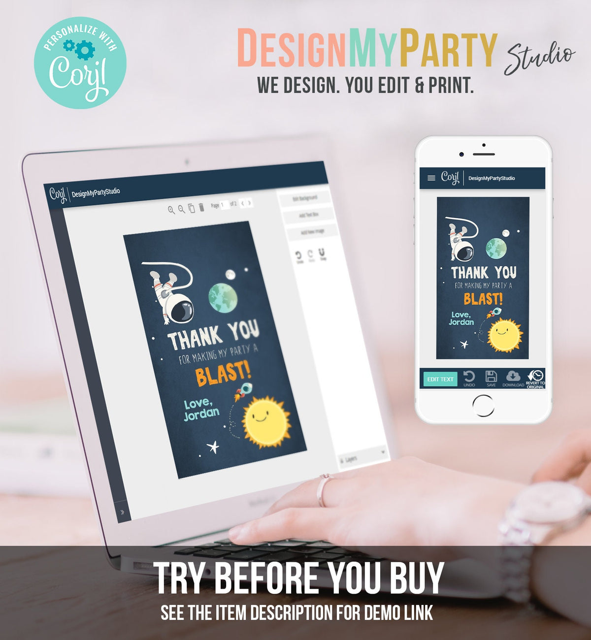 Editable Outer Space Favor Tag Space Birthday Thank You Label Rocket Gift Astronaut Party Shower Digital Download Template Printable 0046