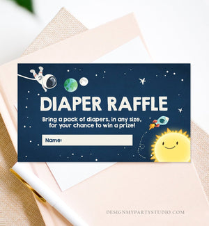 Editable Space Diaper Raffle Ticket Outer Space Baby shower Diaper Game Astronaut Diaper Ticket Shower Game Template PRINTABLE Corjl 0046