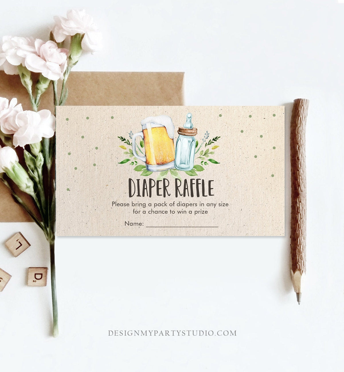 Editable Diaper Raffle Ticket Diaper Game Card Baby is Brewing Baby shower insert Beers and Bottles Download Template Corjl PRINTABLE 0190