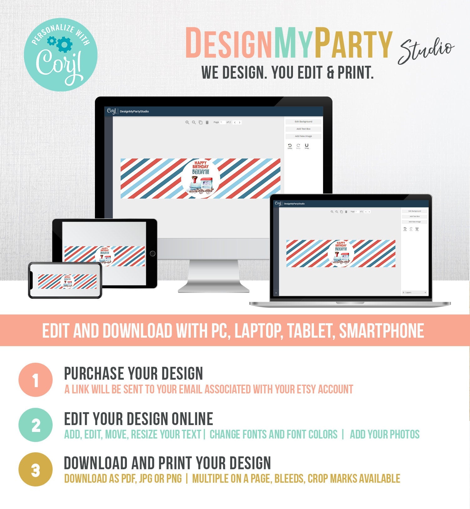 Editable Train Birthday Water Bottle Labels Boy Train Party Decor Red Bottle Wraps Railroad Transportation Printable Digital Template 0149