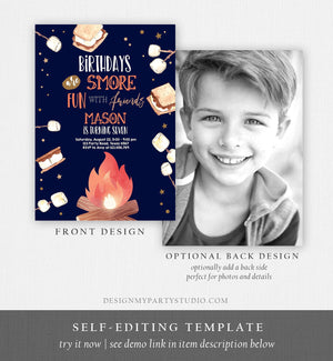 Editable S'more Birthday Invitation Bonfire Invitation Camping Smore Fun with Friends Download Printable Invitation Template Digital 0179