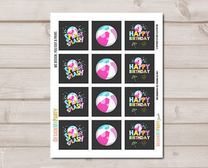 Pool Party Cupcake Toppers Favor Tags Girl Pool Birthday Party Decoration Summer Birthday Pink Splish Splash download Digital PRINTABLE 0169