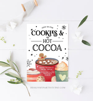 Editable Cookies and Cocoa Invitation Hot Cocoa Party Invite Hot Chocolate Christmas Birthday Cocoa Download Printable Template Corjl 0262