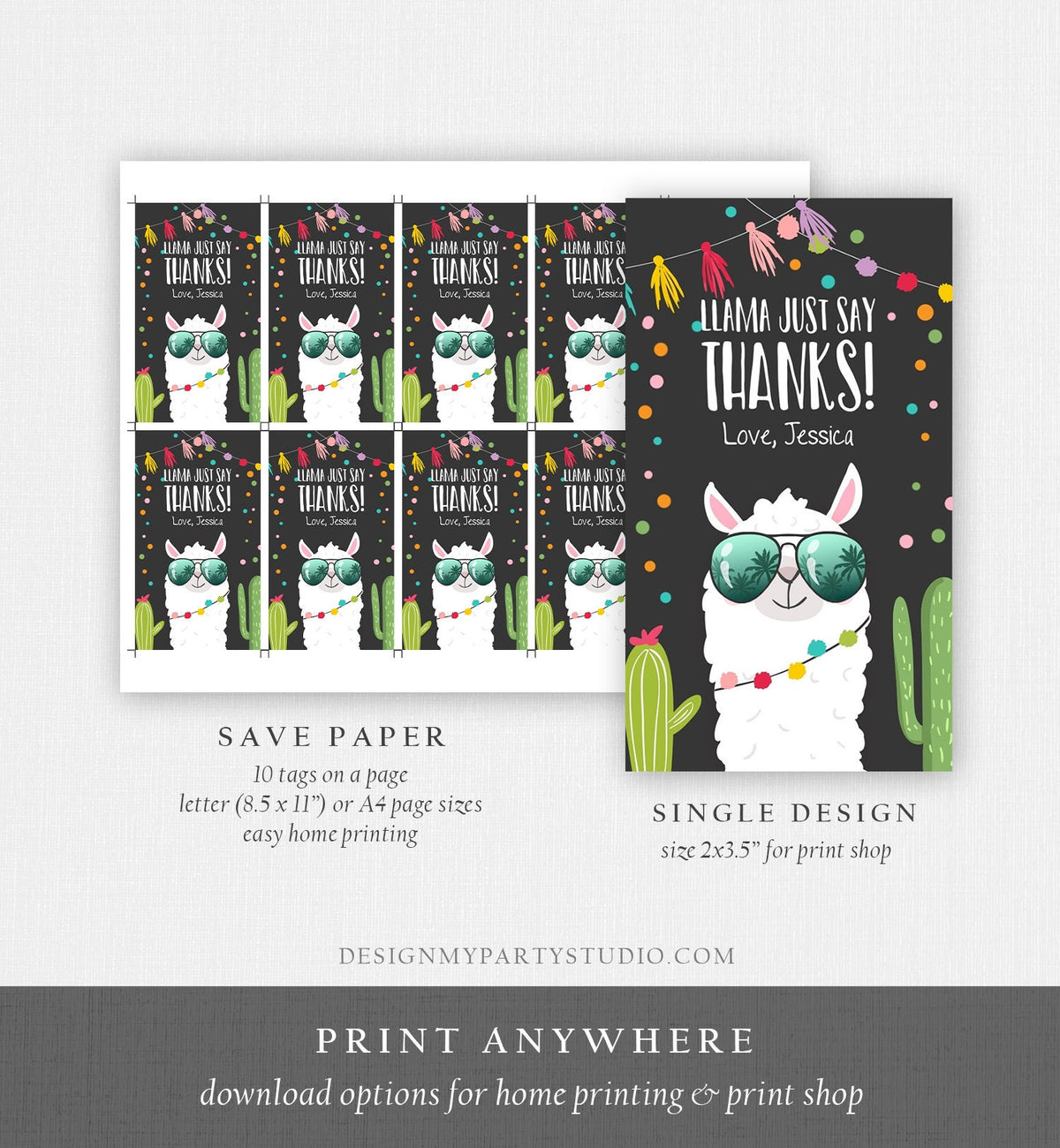 Editable Llama Favor Tags Llama Thank you Tags Fiesta Tags Cactus Alpaca Mexican Llama Birthday Llama Party Favor Tags Pink Template 0079