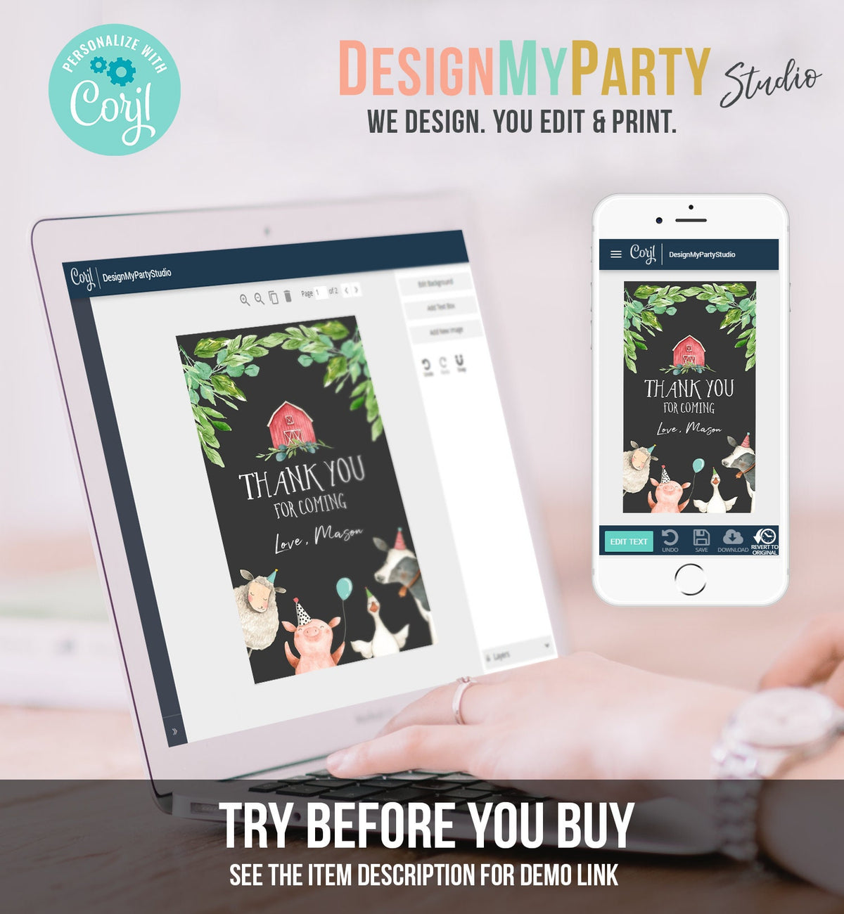 Editable Farm Favor Tags Tags Boy Farm Birthday Thank you tags Barnyard Gift Tags Red Green Birthday Old McDonald Template PRINTABLE 0155