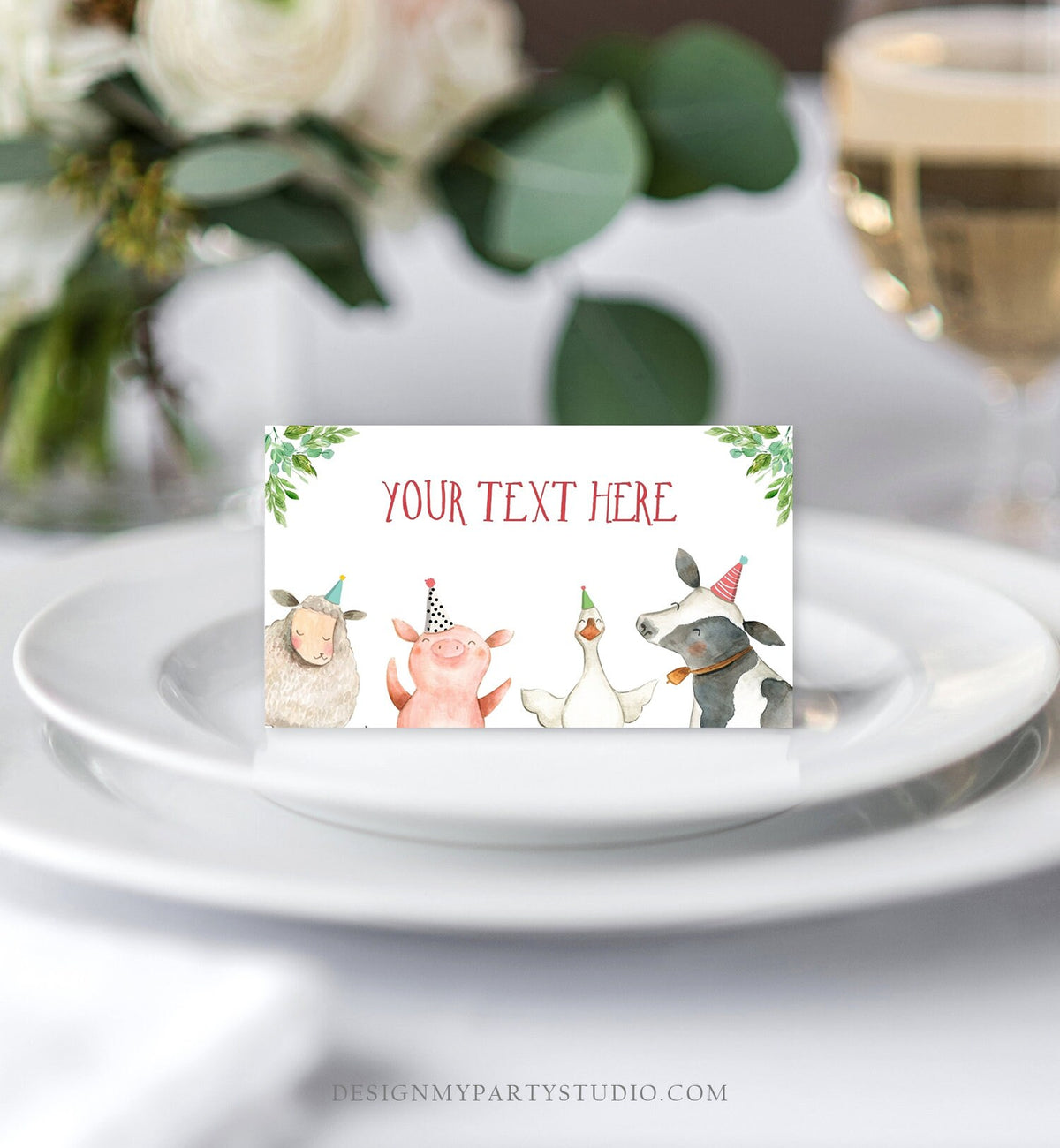 Editable Farm Animals Food Labels Barnyard Birthday Food Cards Tent Card Boy Shower Cow Pig Buffet Tent Digital Template Printable 0155