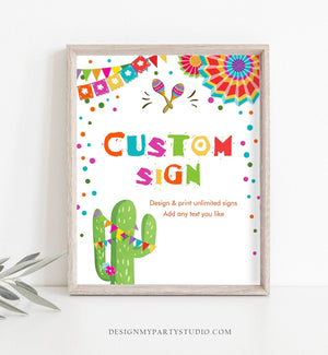 Editable Custom Sign Fiesta Cactus Sign Mexican Colorful Confetti Table Sign Decor Birthday Shower Party Download Printable Corjl 8x10 0045