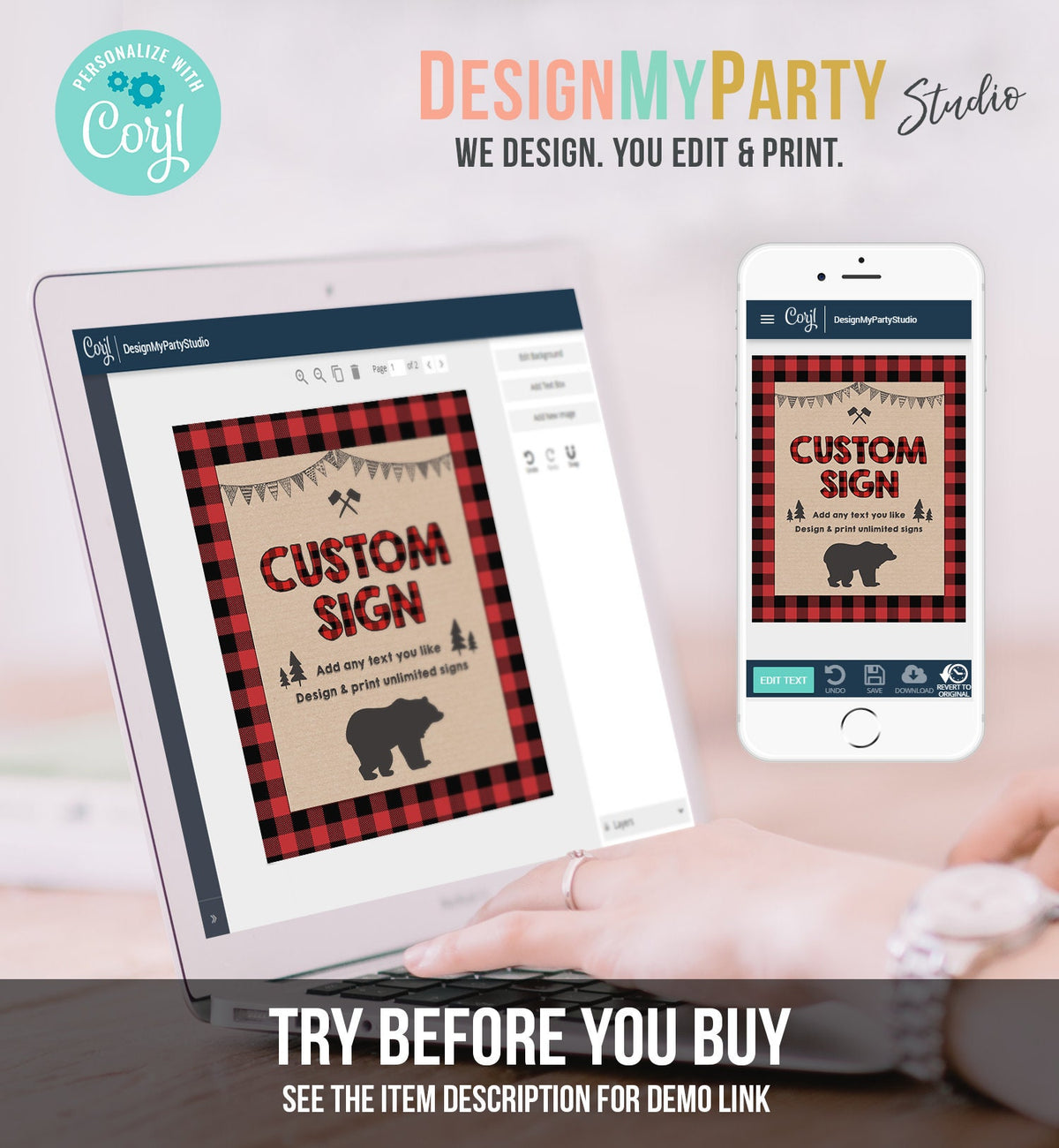 Editable Custom Sign Lumberjack Sign Lumberjack Birthday Lumberjack Party Decor Buffalo Plaid Adventure 8x10 Download PRINTABLE Corjl 0026