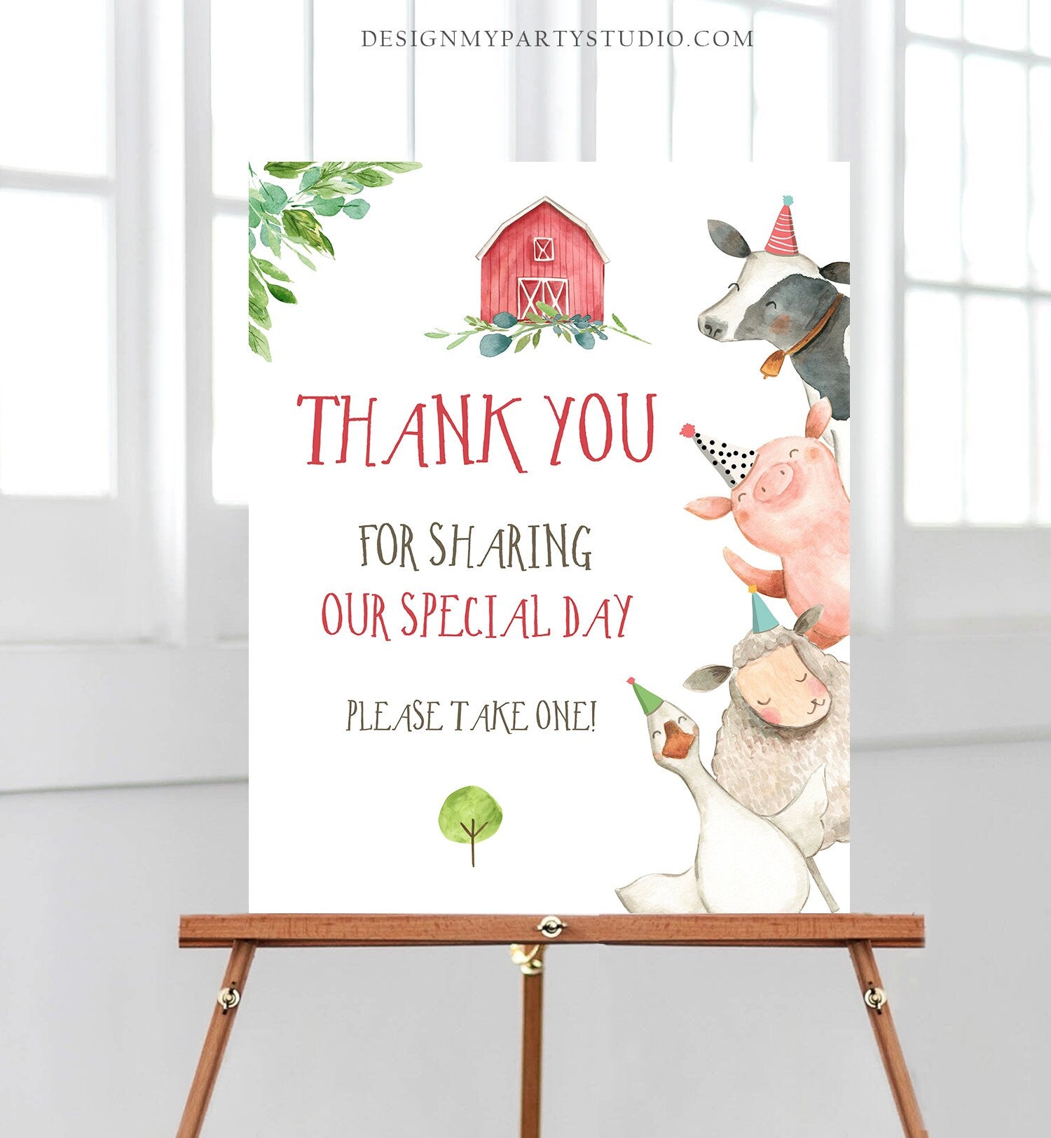 Editable Farm Birthday Thank You Sign Boy Barnyard Birthday Favor Sign Farm Animals Birthday Favor Table Template Digital PRINTABLE 0155