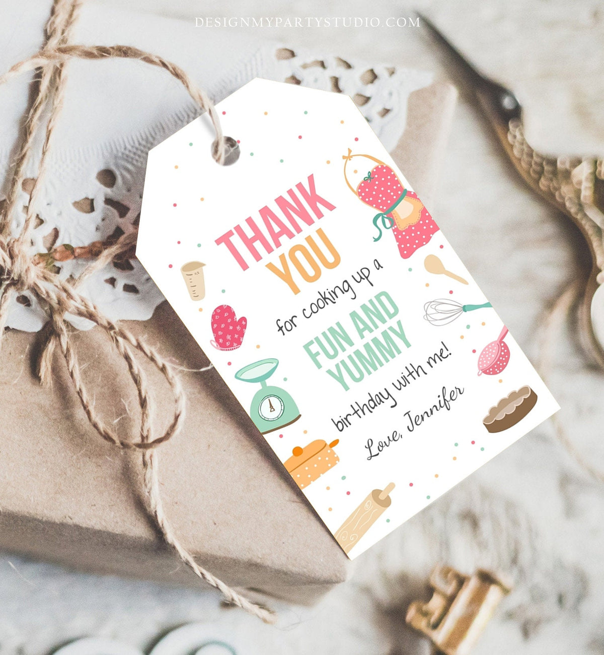 Editable Cooking Favor Tag Baking Birthday Thank You Kids Stock The Kitchen Bridal Shower Digital Download Template Printable 0219