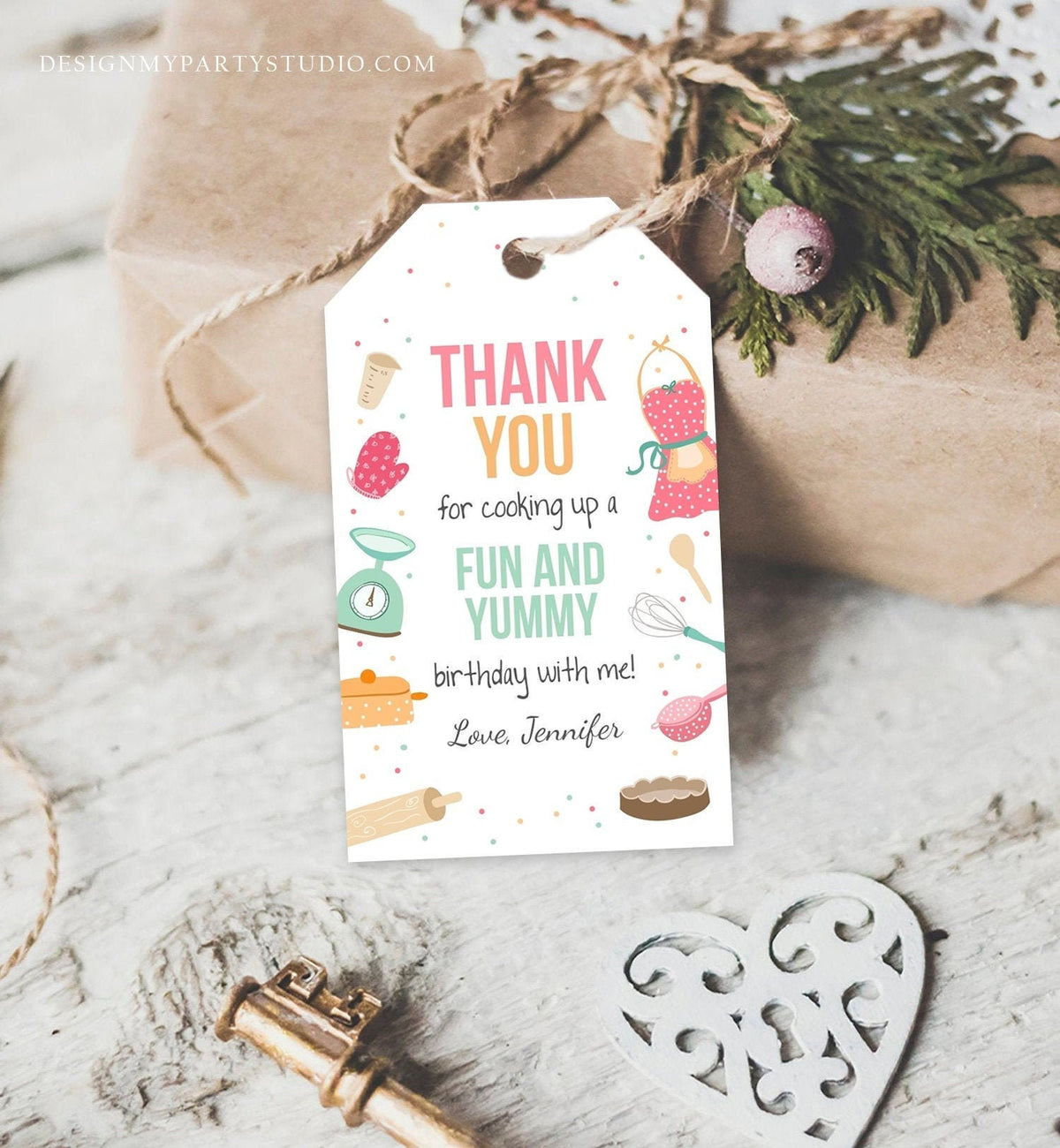 Editable Cooking Favor Tag Baking Birthday Thank You Kids Stock The Kitchen Bridal Shower Digital Download Template Printable 0219