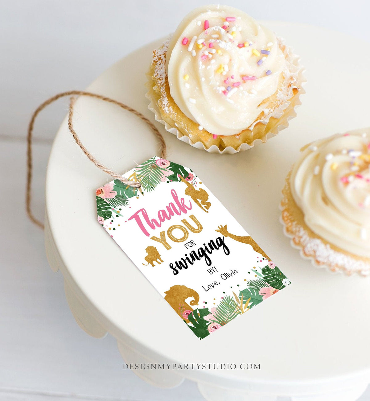 Editable Safari Favor tags Wild One Animals Thank you tags Swinging By Label Party Animals Pink Gift tags Zoo Template Digital Download 0016