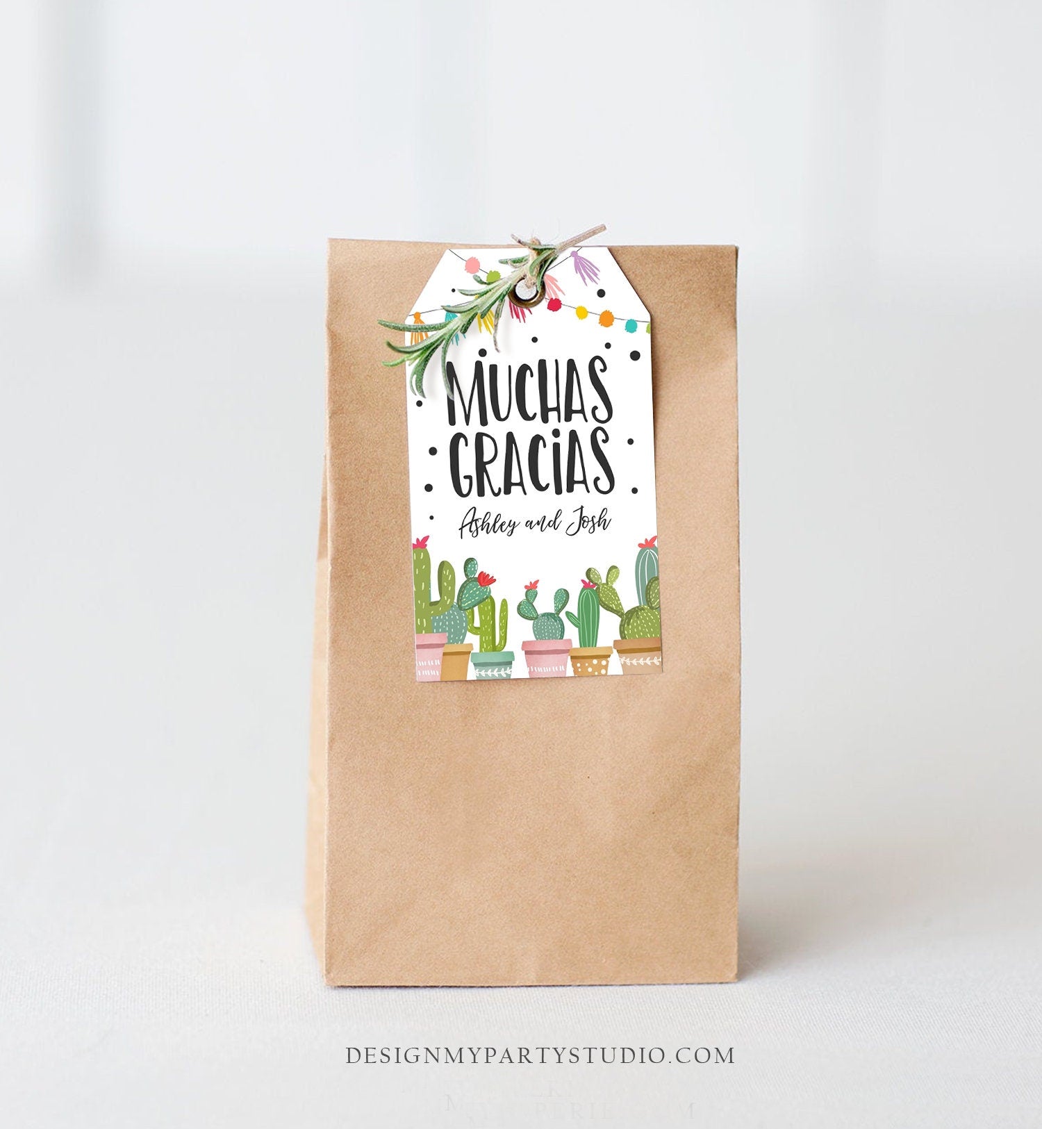 Editable Cactus Fiesta Favor Tag Fiesta Thank You Gift Tag Muchas Gracias Couples Bridal Shower Succulent Download Template Printable 0254