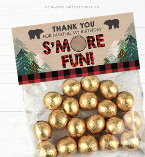 Editable Lumberjack Treat Bag Toppers Smore Fun Birthday Party Wild One First Birthday Baby Shower S'more Digital Corjl Template 0026