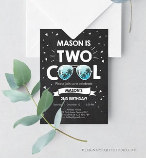Editable Two Cool Birthday Invitation Boy Second Birthday Party 2nd I'm this Many I'm Two Cool Download Printable Corjl Template 0136