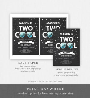 Editable Two Cool Birthday Invitation Boy Second Birthday Party 2nd I'm this Many I'm Two Cool Download Printable Corjl Template 0136