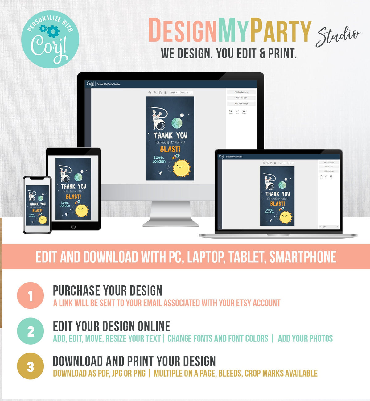 Editable Outer Space Favor Tag Space Birthday Thank You Label Rocket Gift Astronaut Party Shower Digital Download Template Printable 0046