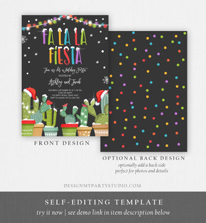 Editable Fa La La Christmas Fiesta Invitation Cactus Mexican Holiday Fiesta Fa La La Fiesta Party Download Printable Corjl Template 0273