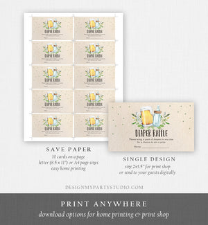 Editable Diaper Raffle Ticket Diaper Game Card Baby is Brewing Baby shower insert Beers and Bottles Download Template Corjl PRINTABLE 0190