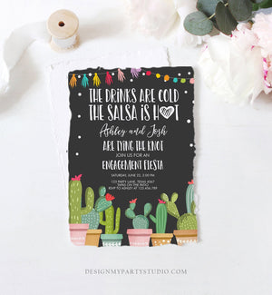 Editable Fiesta Engagement Invitation Bridal Shower Couples Shower Cactus Drinks Cold Salsa is Hot Tying Knot Printable Corjl Template 0254