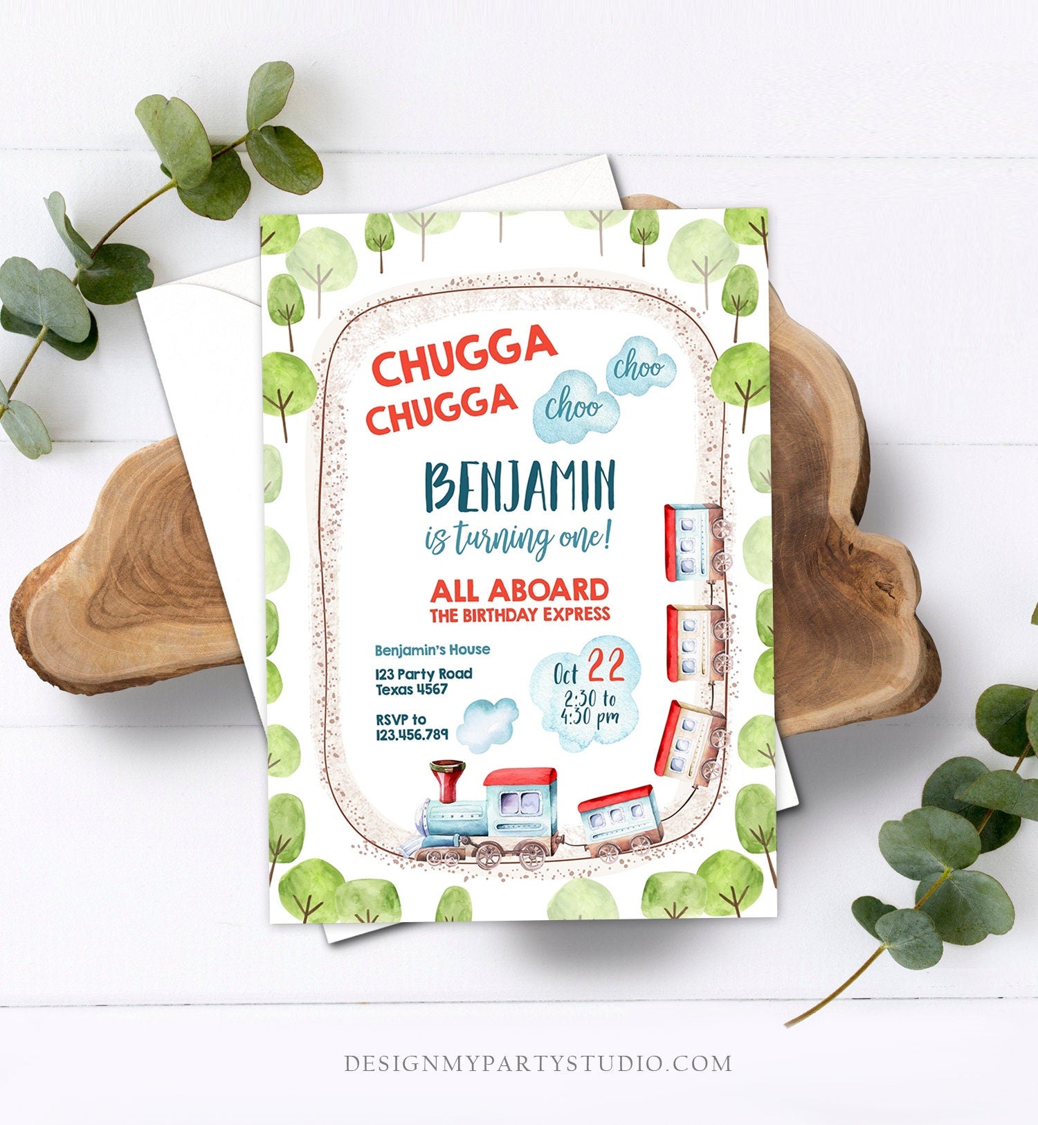 Editable Train Birthday Invitation Vintage Train Party Train Invitation Chugga Choo All Aboard Boy Download Printable Template Evite 0149