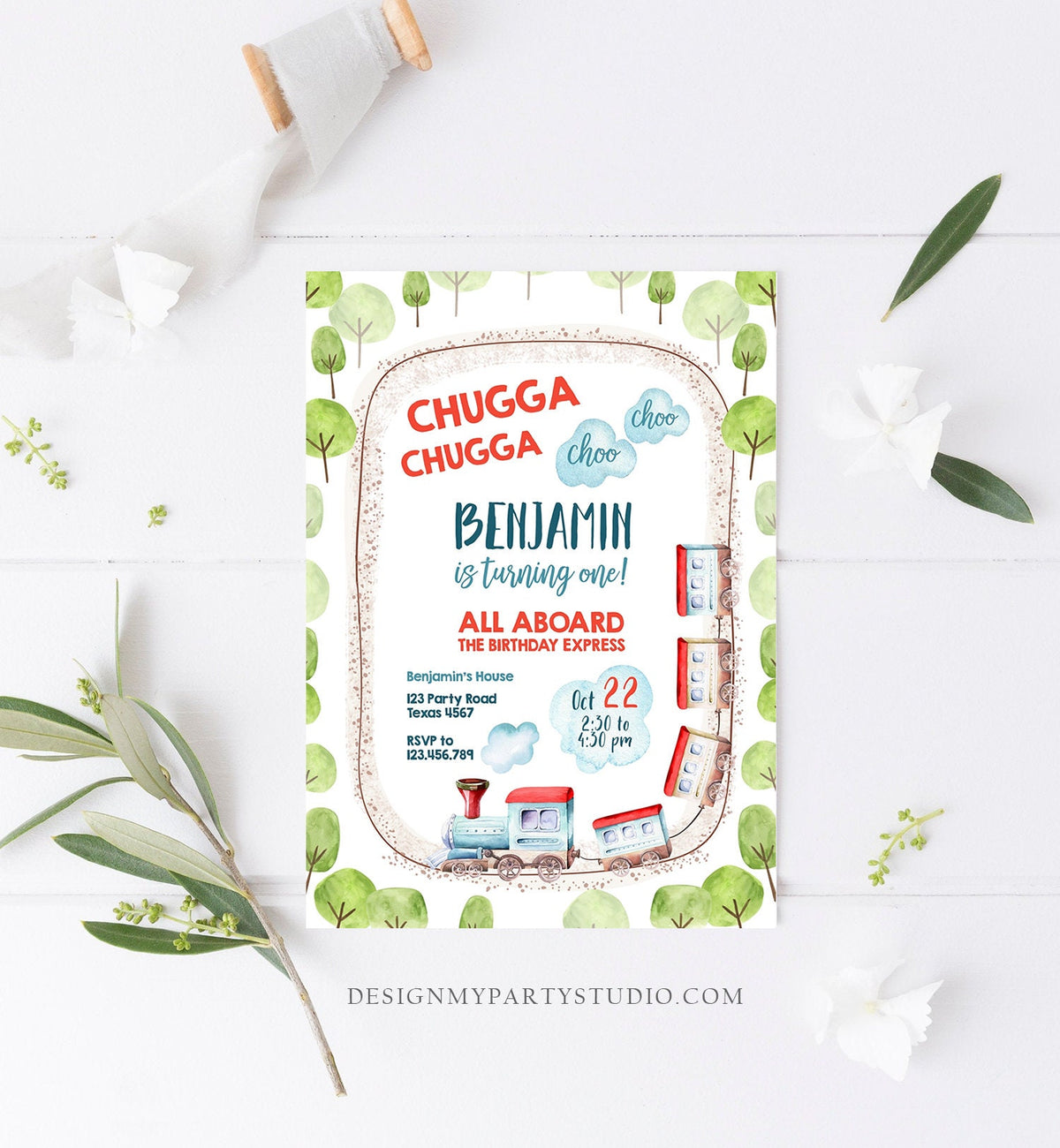 Editable Train Birthday Invitation Vintage Train Party Train Invitation Chugga Choo All Aboard Boy Download Printable Template Evite 0149