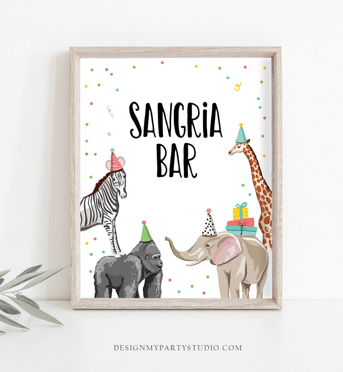 Sangria Bar Birthday Sign Table Decor Party Animals Birthday Wild One Animals Zoo Safari Table Sign Zoo Party Jungle PRINTABLE 0142