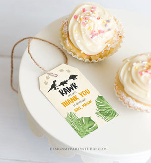 Editable Dinosaur Favor Tags RAWR Thank You For Stomping By Dino Boy Birthday Party Instant Digital Download Template Corjl Printable 0043