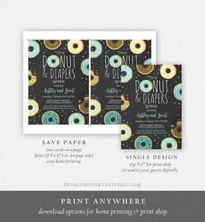 Editable Donut and Diapers Sprinkle Invitation Baby Shower Coed Shower Boy Blue Sweet Instant Download Printable Corjl Template Digital 0050