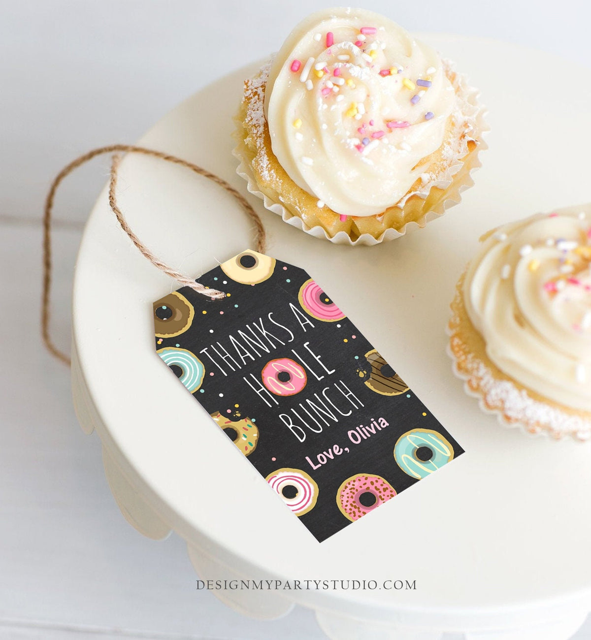 Editable Donut Favor Tags Tags Donut Birthday Donut Thank you tags A hole bunch Birthday Girl Pink Donut tags Template PRINTABLE Corjl 0050