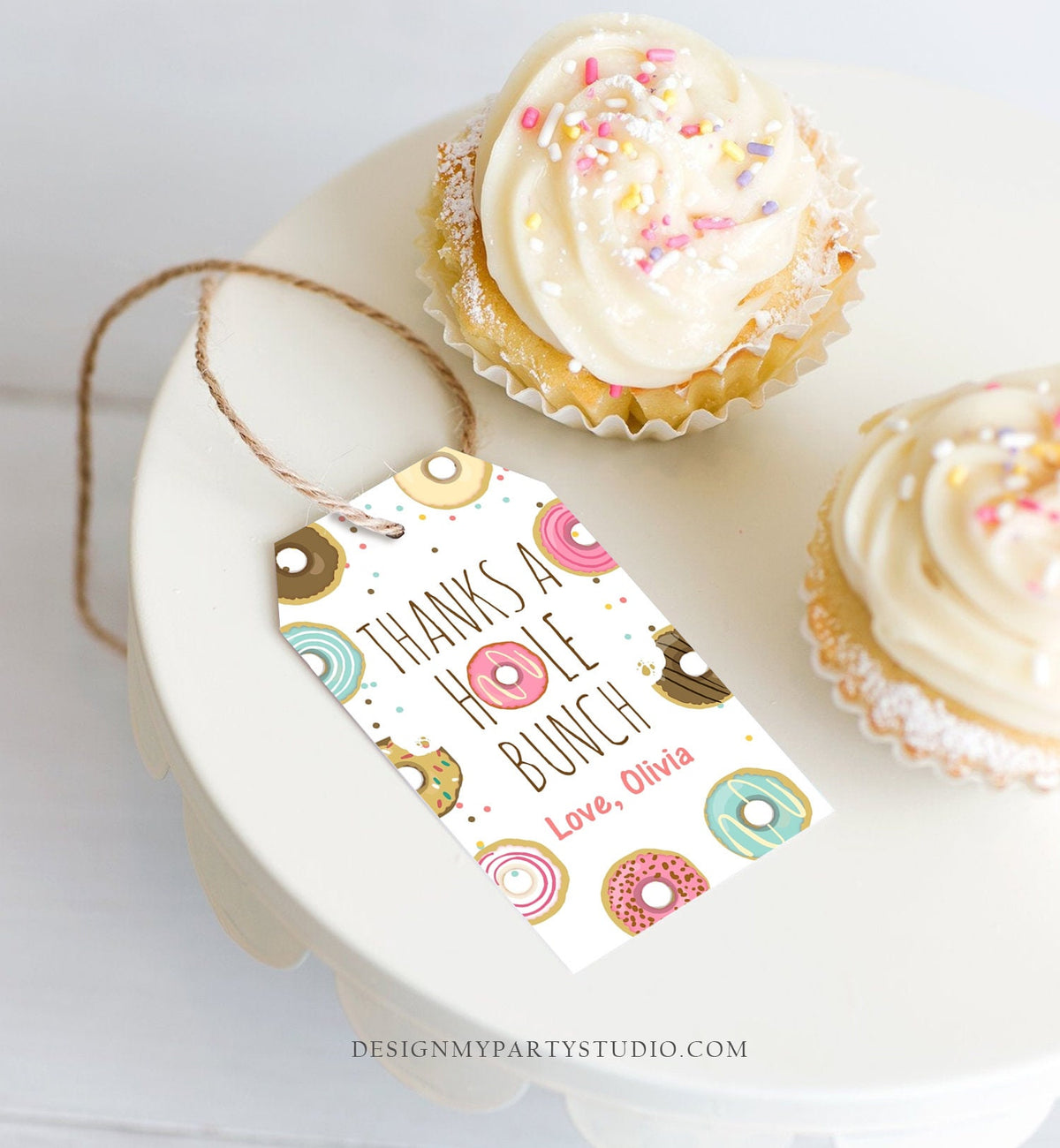 Editable Donut Favor Tags Tags Donut Birthday Donut Thank you tags A hole bunch Birthday Girl Pink Donut tags Template PRINTABLE Corjl 0050