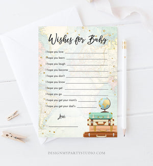 Editable Wishes for Baby Game Cards Adventure Baby Shower Game Journey Travel Baby Shower Activity Printable Download Template Corjl 0263