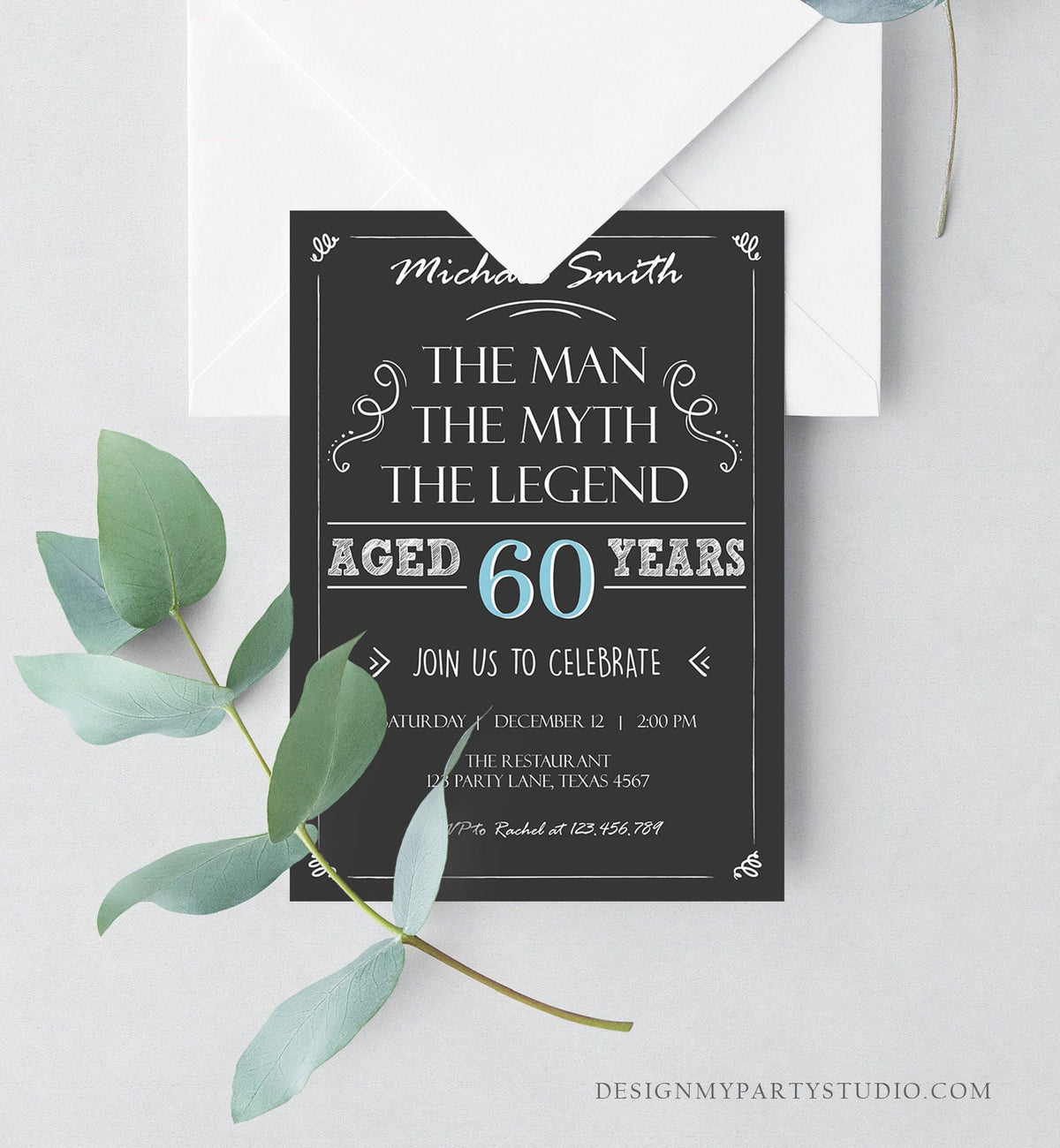 Editable The Man The Myth The Legend Birthday Invitation Man Men Adult Birthday Invite Rustic Digital Download Evite Template Printable 0101