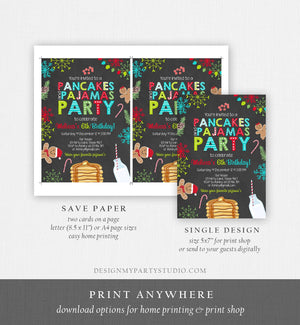 Editable Christmas Pancakes and Pajamas Birthday Invitation Pancake Gingerbread Milk Party Download Printable Corjl Template Digital 0271