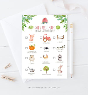 Editable Farm Scavenger Hunt Checklist Game Party Farm Birthday Barnyard Party Kids Animals Nature Instant Download Template Corjl 0155