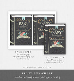 Editable Vintage Storybook Baby Shower Invitation Boy Once Upon a Time Invitation Book Baby Shower Template Instant Corjl Download 0023