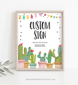 Editable Custom Sign Fiesta Cactus Sign Fiesta Decor Succulent Table Sign Shower Decor Mexican Download Corjl Template Printable 8x10 0254